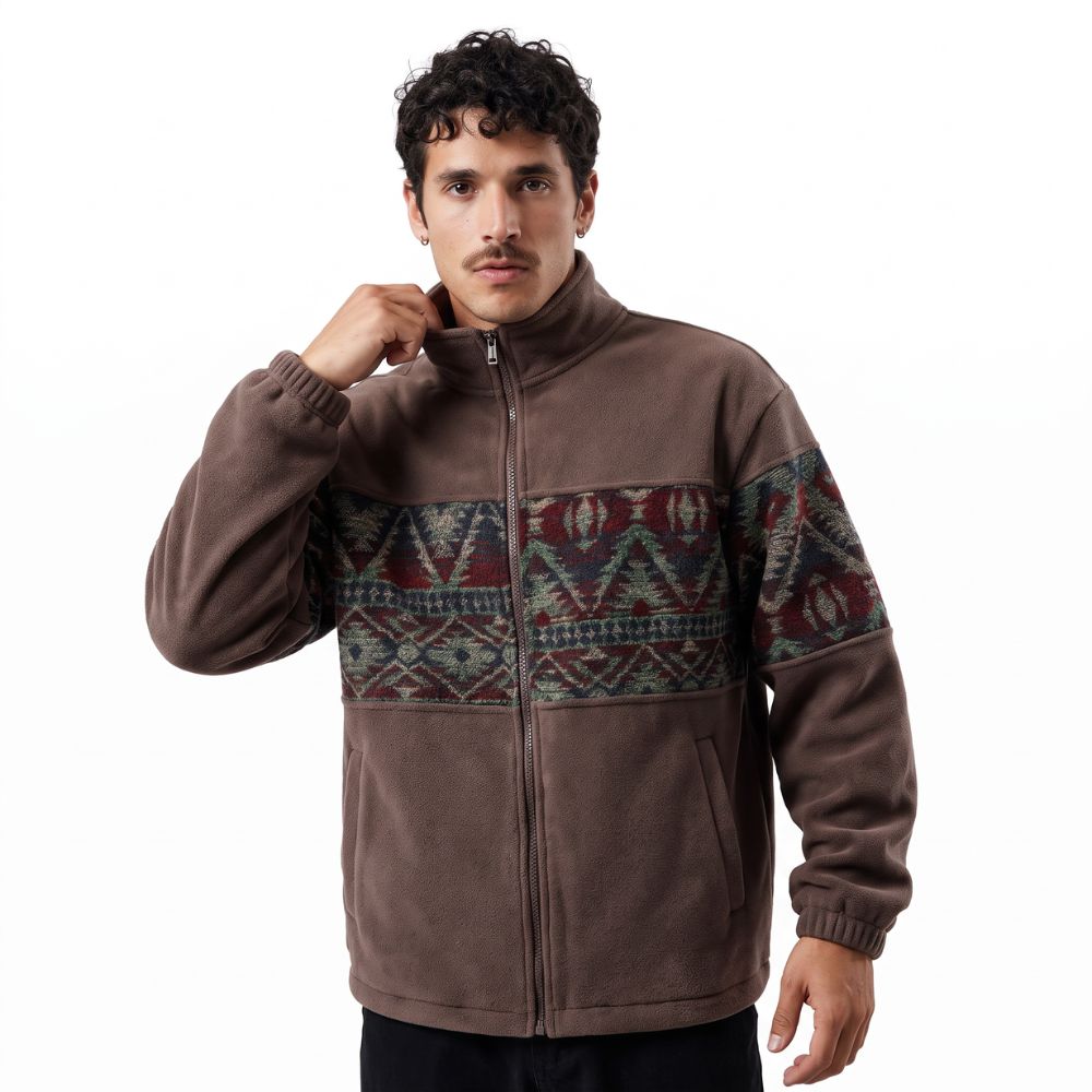 Ethnic Fleece Cardigan
