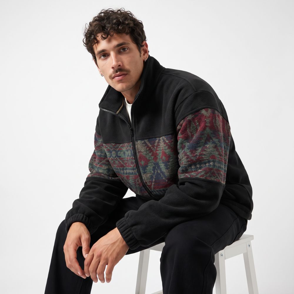 Ethnic Fleece Cardigan