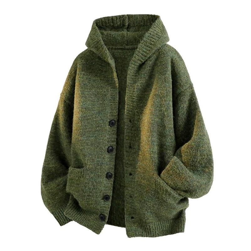 Vintage Hooded Cardigan in Green